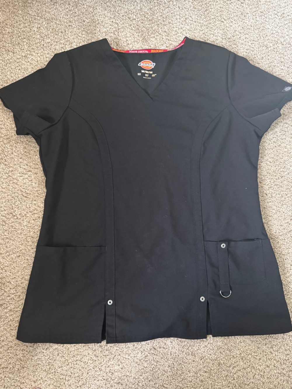 Dickies Black Women’s Short Sleeve V-Neck Scrub Top Xtreme Stretch Medium M